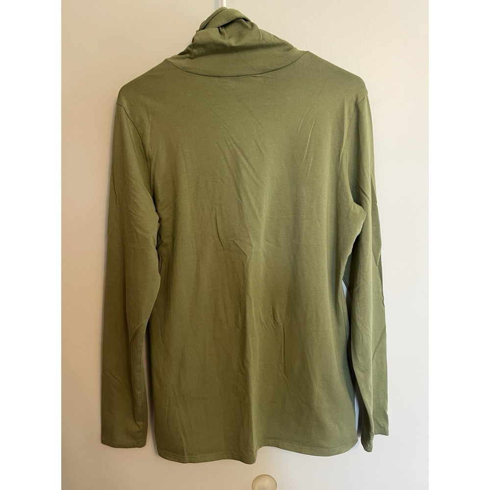 Peruvian Connection Extreme T-Neck Olive Gree Shirt L Pima Cotton Turtleneck - Picture 5 of 5
